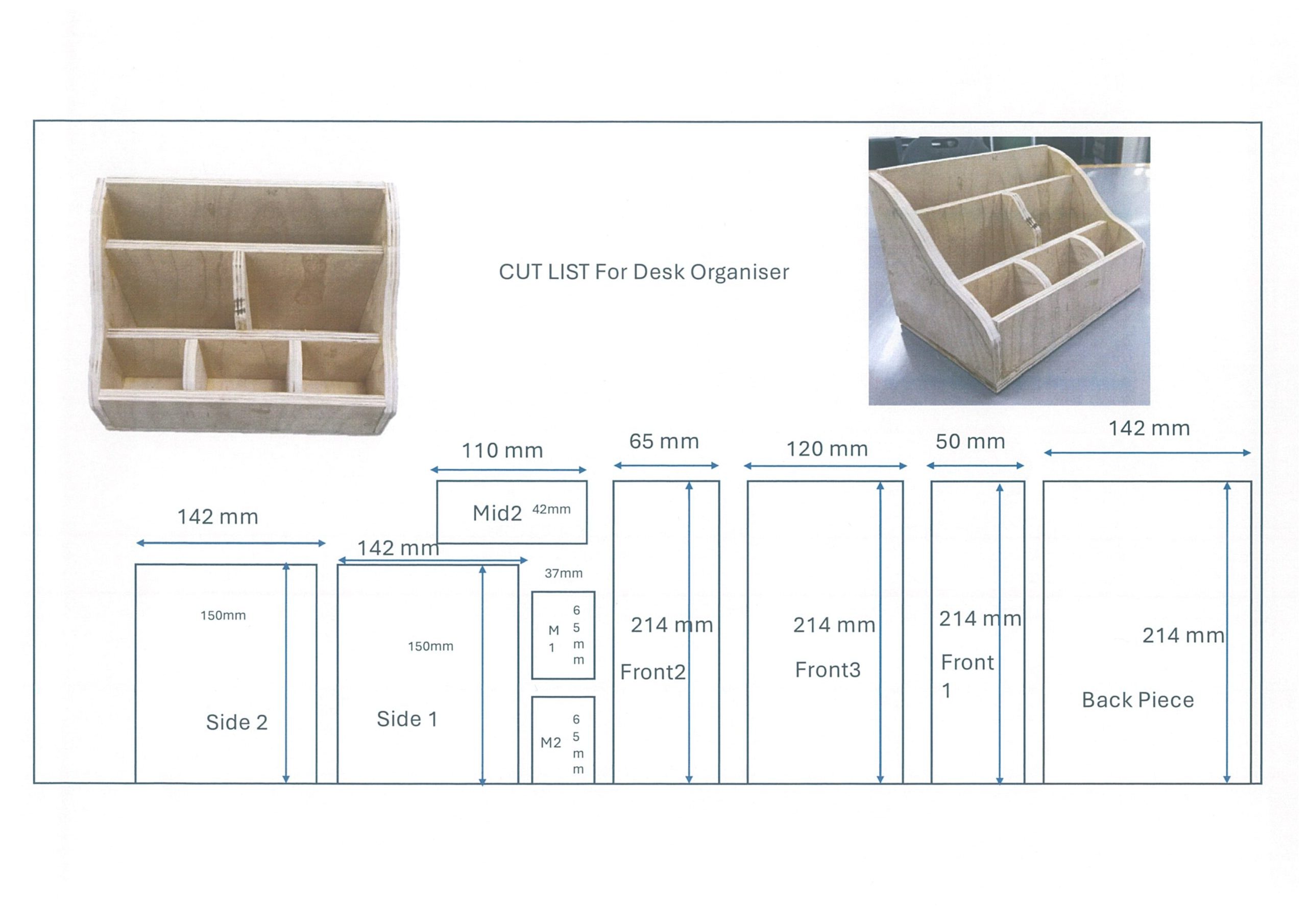 Cut List For Desk Organizers